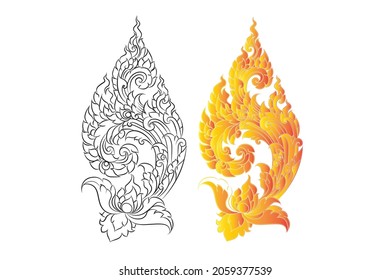 thai ancient pattern kanok vector