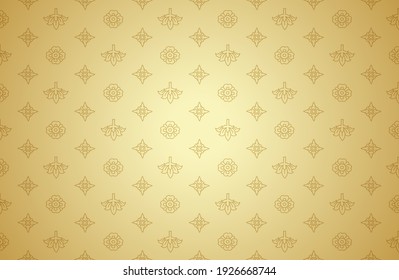 Thai art and asian style luxury banner gold background pattern decoration for printing, flyers, poster, web, banner, brochure and card concept vector illustration