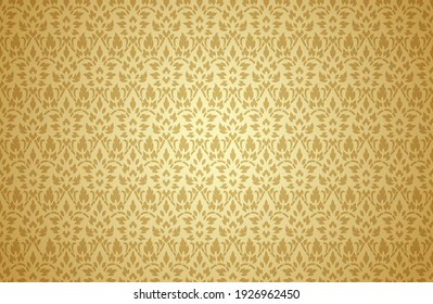 Thai art and asian style luxury banner gold background pattern decoration for printing, flyers, poster, web, banner, brochure and card concept vector illustration