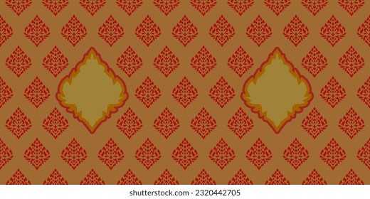 Thai art and asian style luxury banner Blue background pattern decoration for printing