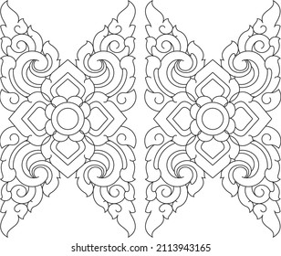 Thai art, buddhism temple element and background pattern decoration motifs for pillar pattern, flyers, poster, web, banner, and card concept vector illustration
