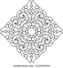 Thai art, buddhism temple element and background pattern decoration motifs for pillar pattern, flyers, poster, web, banner, and card concept vector illustration