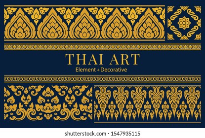 Thai art decorative element vector illustration set. Can be used for decoration and design.