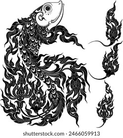 Thai art designs are silhouetted, including motifs, which may be seen in the silhouettes of Thai art designs used as decorations.