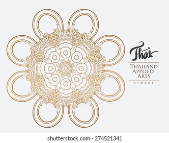 Thai art element for design, Traditional gold decor. Ornamental vintage frame for wedding invitations and greeting cards. 