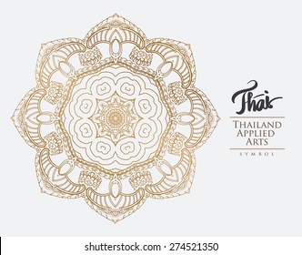 Thai art element for design, Traditional gold decor. Ornamental vintage frame for wedding invitations and greeting cards. 