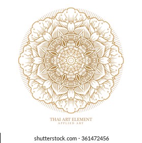 Thai art element for design, Traditional gold decor. Ornamental vintage frame for wedding invitations and greeting cards.
