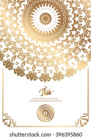 Thai art element for design, Traditional gold decor. Ornamental vintage frame for wedding invitations and greeting cards.

