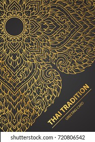 Thai art element Traditional design gold for greeting cards,book cover.vector