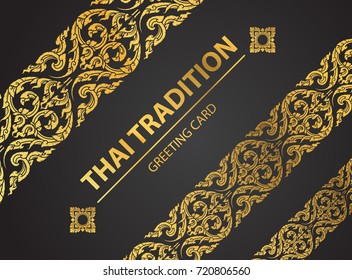 Thai art element Traditional design gold for greeting cards,book cover.vector