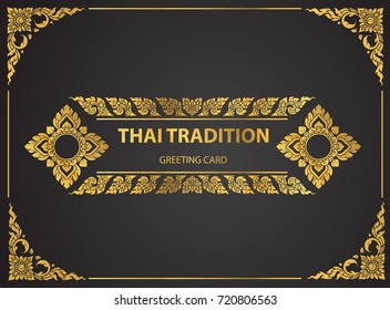 Thai art element Traditional design gold for greeting cards,book cover.vector