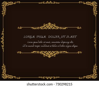 Thai Art, Gold border frame with Thailand line floral for picture, Vector design decoration pattern style.frame corner design is pattern