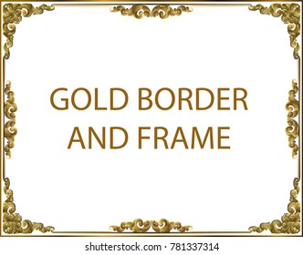 Thai Art, Gold border frame with thailand line floral for picture, Vector design decoration pattern style.frame corner design is pattern
