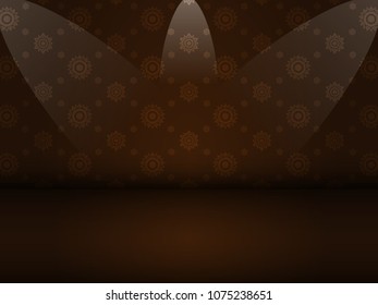 Thai art golden brown pattern seamless on black background with copy space.vector illustration eps10