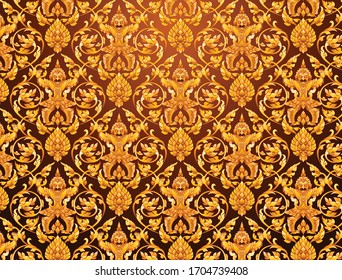 Thai art golden pattern background graphic vectors