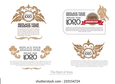 thai art  Insignias or Logotypes set. Vector design elements, business signs, logos, identity, labels, badges and objects.