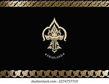 Thai art luxury banner, Line Thai, Gold thai art.  Ideal for printing on fabric or paper for Wallpapers, Textile, Wrapping. packaging.