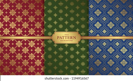 Thai art luxury temple, background pattern decoration for printing, flyers, poster, web, banner, brochure and card vector illustration