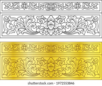 Thai art, Mai Mai pattern, created by writing patterns or tie patterns. The beautiful shape is perfectly arranged in the niche.