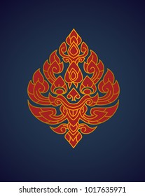 Thai Art Modern Design New Style giant Lion Face Vector
