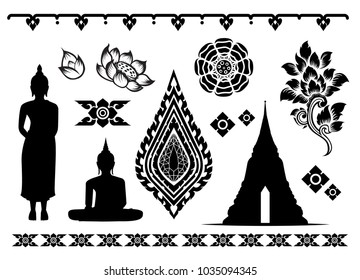 Thai art paper gold temple
silhouette
icons vector collection temple in Bangkok, Thailand