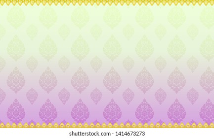 Thai art pattern bright purple and yellow background.vector illustration eps10.