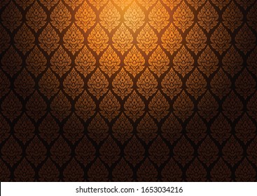 Thai art pattern  in golden lighting. background graphic vectors