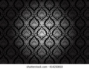 Thai art pattern on black background.vector illustration