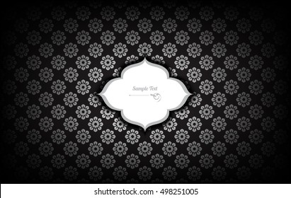Thai art pattern on black background and thai pattern banner.vector illustration