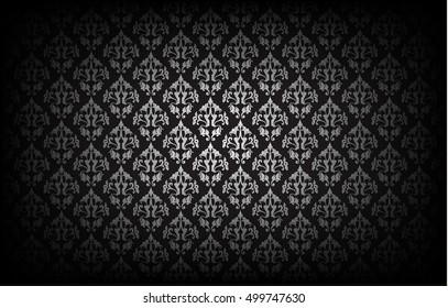 Patrón de arte tailandés en el fondo negro.Ilustración vectorial