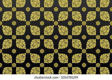 Thai art pattern seamless black background.vector illustration eps10