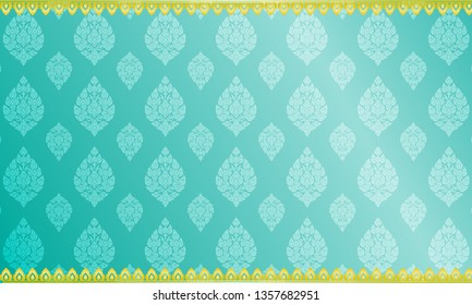 Thai art pattern seamless bright green background.vector illustration eps10.