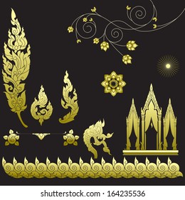 Thai art pattern, Vector illustration isolated on black background