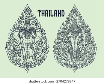 Thai art, perfect art, Thai patterns, t-shirts, posters, cards, vector illustrations, Thai elephant drawings, lions, nagas, garudas, Thai patterns