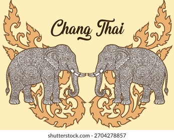 Thai art, perfect art, Thai patterns, t-shirts, posters, cards, vector illustrations, Thai elephant drawings, lions, nagas, garudas, Thai patterns