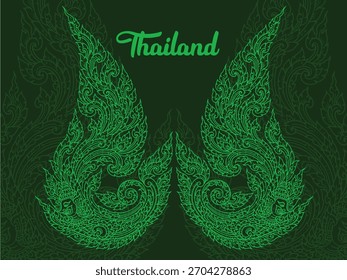 Arte tailandés, arte perfecto, patrones tailandeses, camisetas, carteles, tarjetas, Ilustraciones vectoriales, dibujos de elefantes tailandeses, leones, nagas, garudas, patrones tailandeses