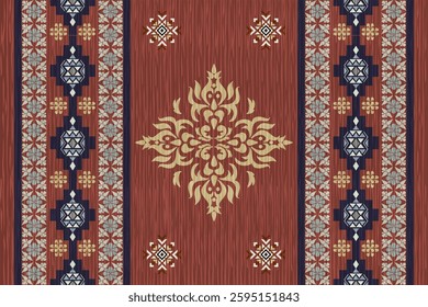 thai art seamless pattern. Ethnic South Western decor style. Ikat Boho geometric ornament. Vector seamless pattern. Mexican blanket, rug. Woven carpet