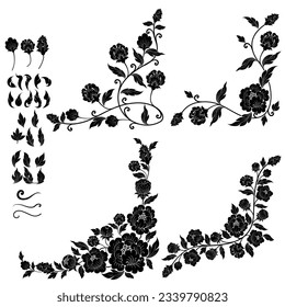 Thai Art Silhouettes Element are Used to Create Ornamental Parts for Religious Illustrations, Buddhism and Hinduism art and Ornament are Beautiful Examples of Traditional Asian Culture