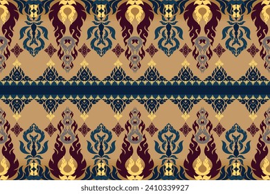 Thai art vector fabric pattern.