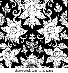 Thai Art Wall Pattern Style Vector, EPS 10.