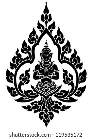 Thai arts angel, vector pattern