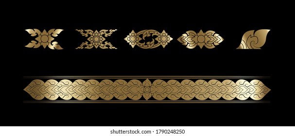 Thai arts and Asia element icons, Line Thai, Thai art pattern vector, Concept The Arts of Thailand, Vector illustration