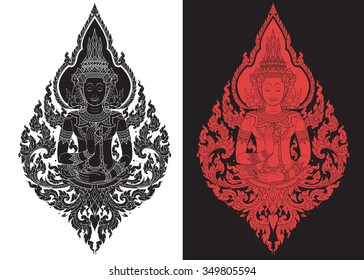 Thai arts outline stroke, vector pattern