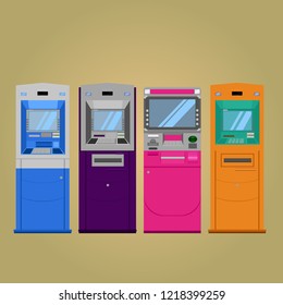 thai atm bank orange purple blue sky pink service vector illustration eps10