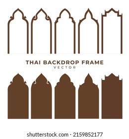 Thai backdrop frame vector five styles on white background. Traditional style in Thailand. Must use in temples or buddha rooms. Line Thai style.