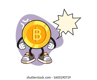 Thai baht angry with speech bubble cartoon. Mascot Character vector.