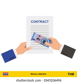 Thai baht banknote. Contract concept vector illustration.