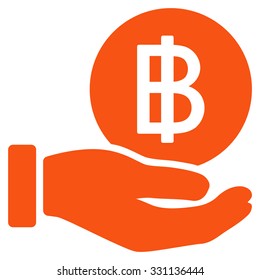 Thai Baht Coin Payment vector icon. Style is flat orange symbol, rounded angles, white background.