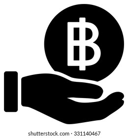 Thai Baht Coin Payment vector icon. Style is flat black symbol, rounded angles, white background.
