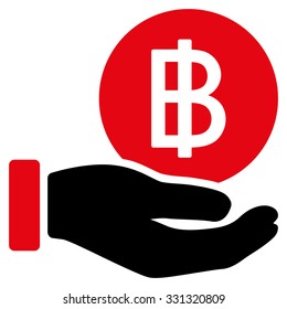 Thai Baht Coin Payment vector icon. Style is flat bicolor intensive red and black symbol, rounded angles, white background.